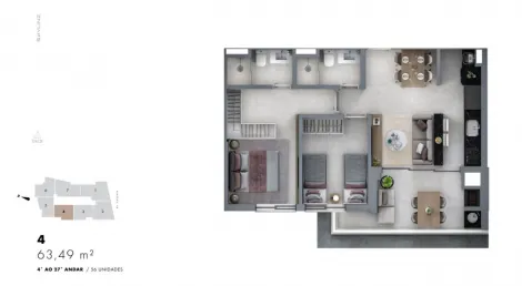 Marilia Jardim Maria Izabel Apartamento Venda R$615.000,00 2 Dormitorios 2 Vagas Area construida 64.00m2