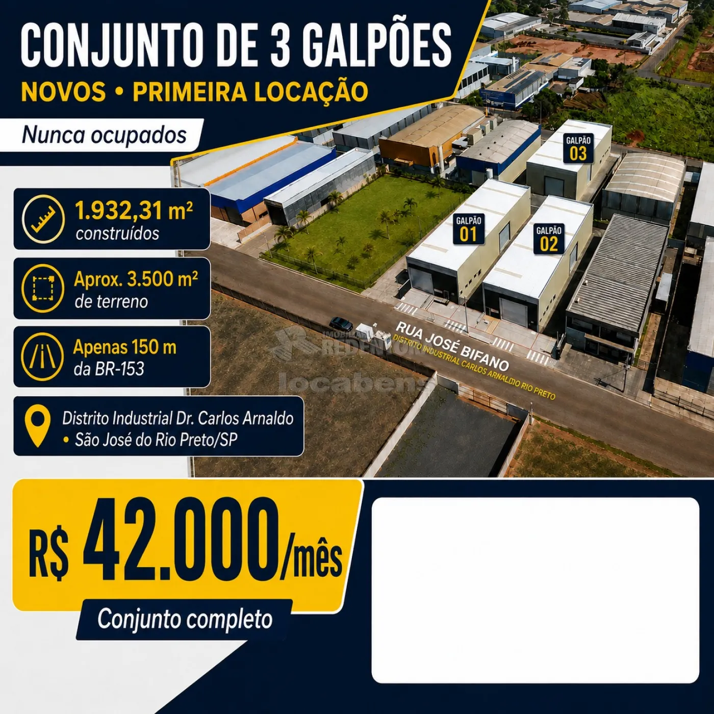 Alugar Comercial / Galp&otilde;es em S&atilde;o Jos&eacute; do Rio Preto R$ 42.000,00 - Foto 2