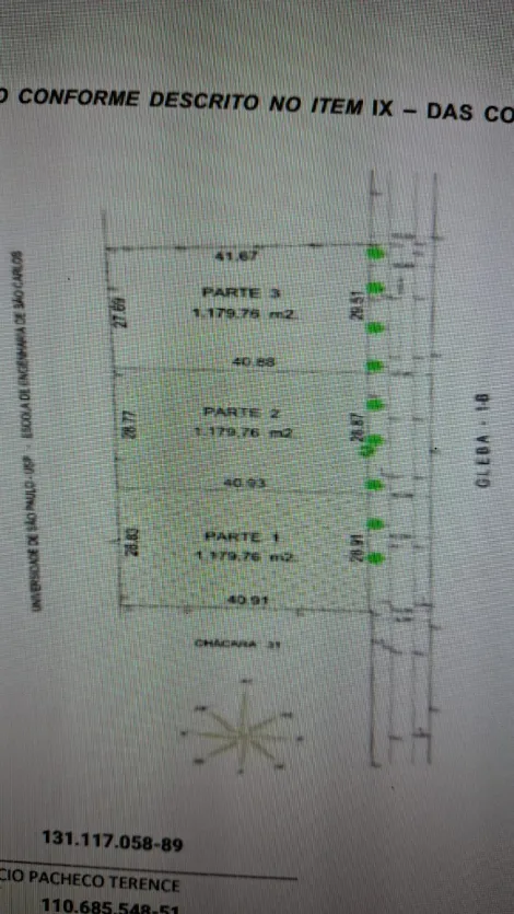 Sao Carlos Broa Terreno Venda R$1.000.000,00 Condominio R$1.100,00  Area do terreno 1170.00m2 