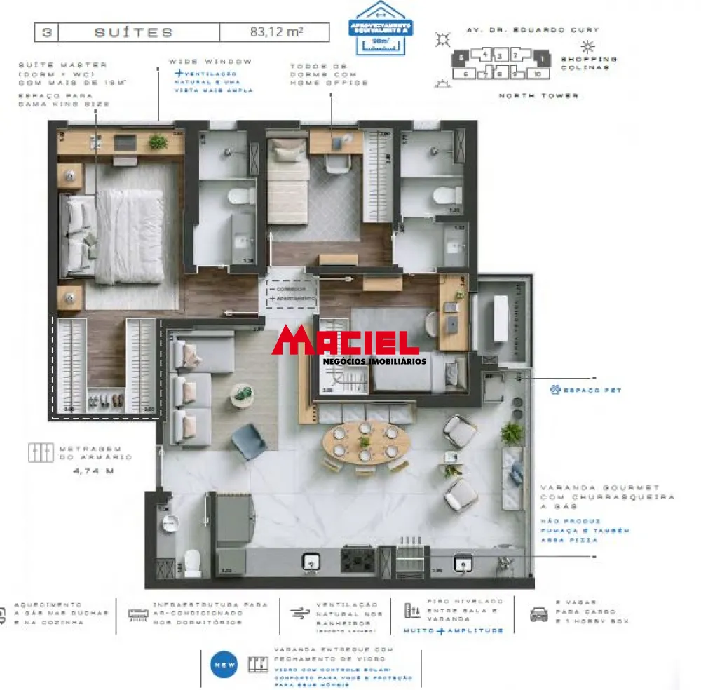 Comprar Apartamento / Padr&atilde;o em S&atilde;o Jos&eacute; dos Campos R$ 1.200.000,00 - Foto 2
