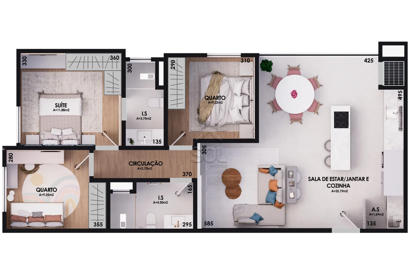 Apartamento novo à venda no Edifício Jardins em Foz do Iguaçu/PR - 91,95m², 3 quartos e 2 vagas de garagem