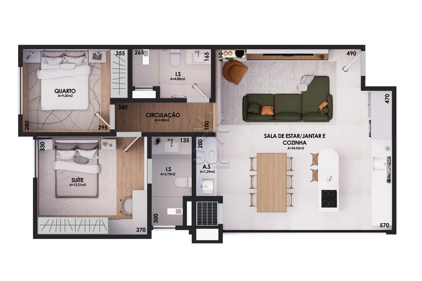 Apartamento novo à venda no Edifício Jardins em Foz do Iguaçu/PR - 72,14m², 2 quartos e 1 vaga de garagem