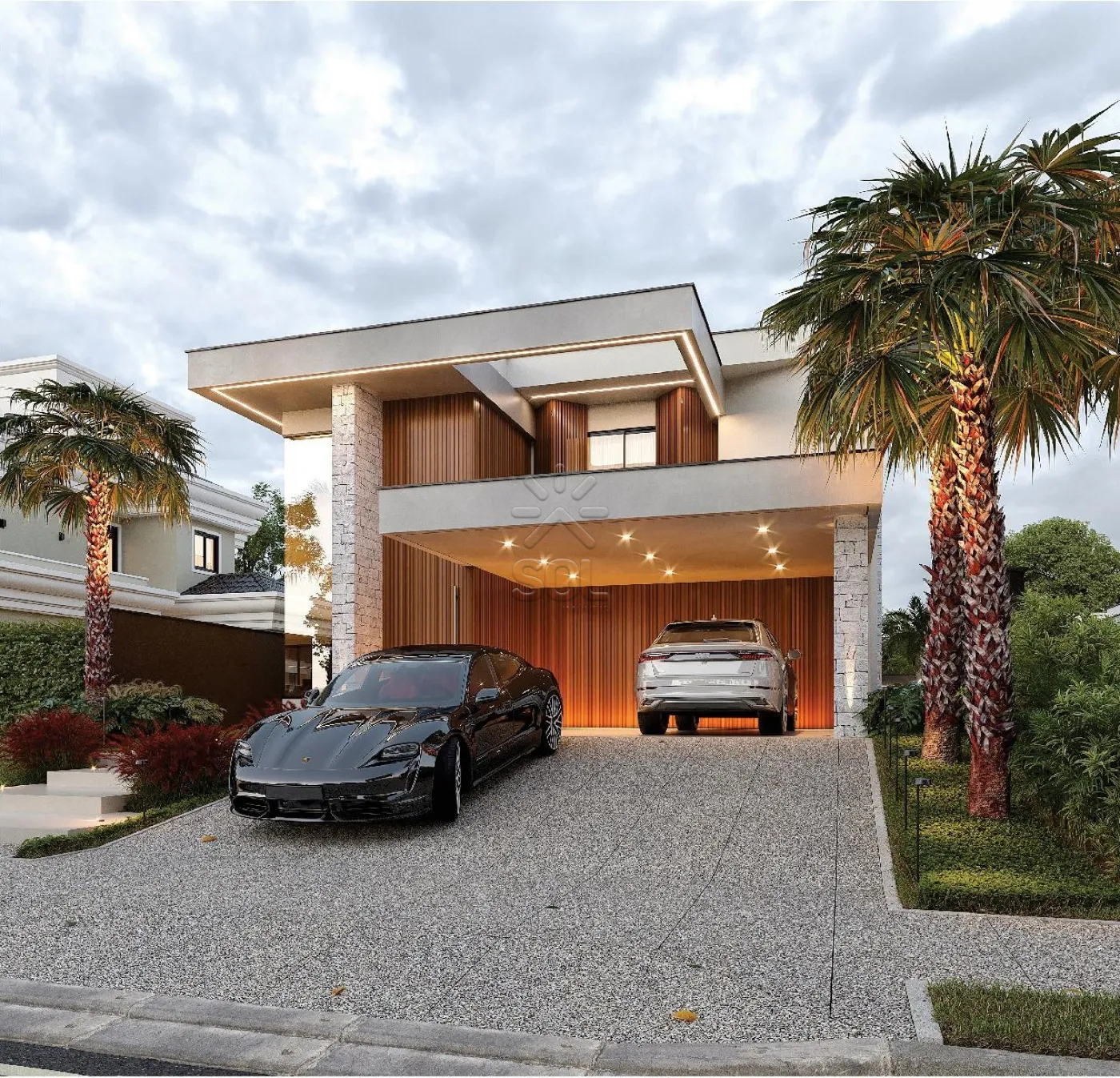 Sobrado de alto padrão à venda no Condomínio Royal Boulevard em Foz do Iguaçu/PR - 419m², 4 suítes e área de lazer exclusiva