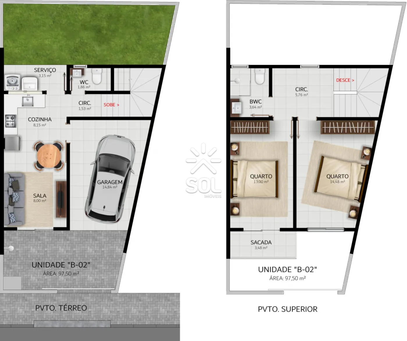 Sobrado novo à venda no bairro Gravatá, em Penha/SC - 96m² de área construída | A partir de R$ 564.000,00