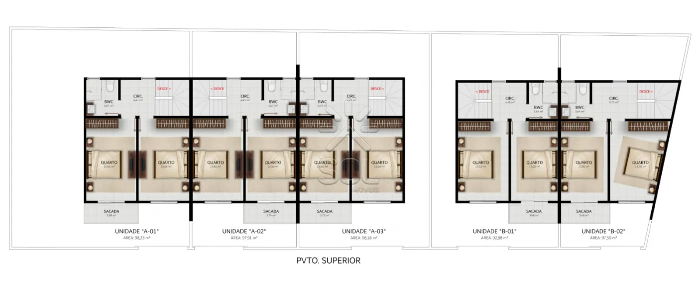 Sobrado novo à venda no bairro Gravatá, em Penha/SC - 96m² de área construída | A partir de R$ 564.000,00