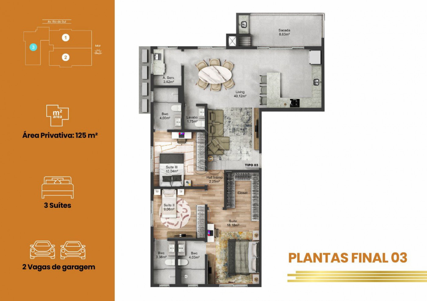 Champs Elisees: empreendimento frente mar à venda em Navegantes/SC - 3 suítes | 125 ou 141m²
