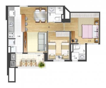 Apartamento localizado no Bairro Campestre, em Santo Andr�.
