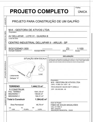 Galp�o Aluga Galp�o Industrial - Aruj�