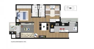 Apartamento com 2 dormit�rios localizado no bairro Campestre, em Santo Andr�.
