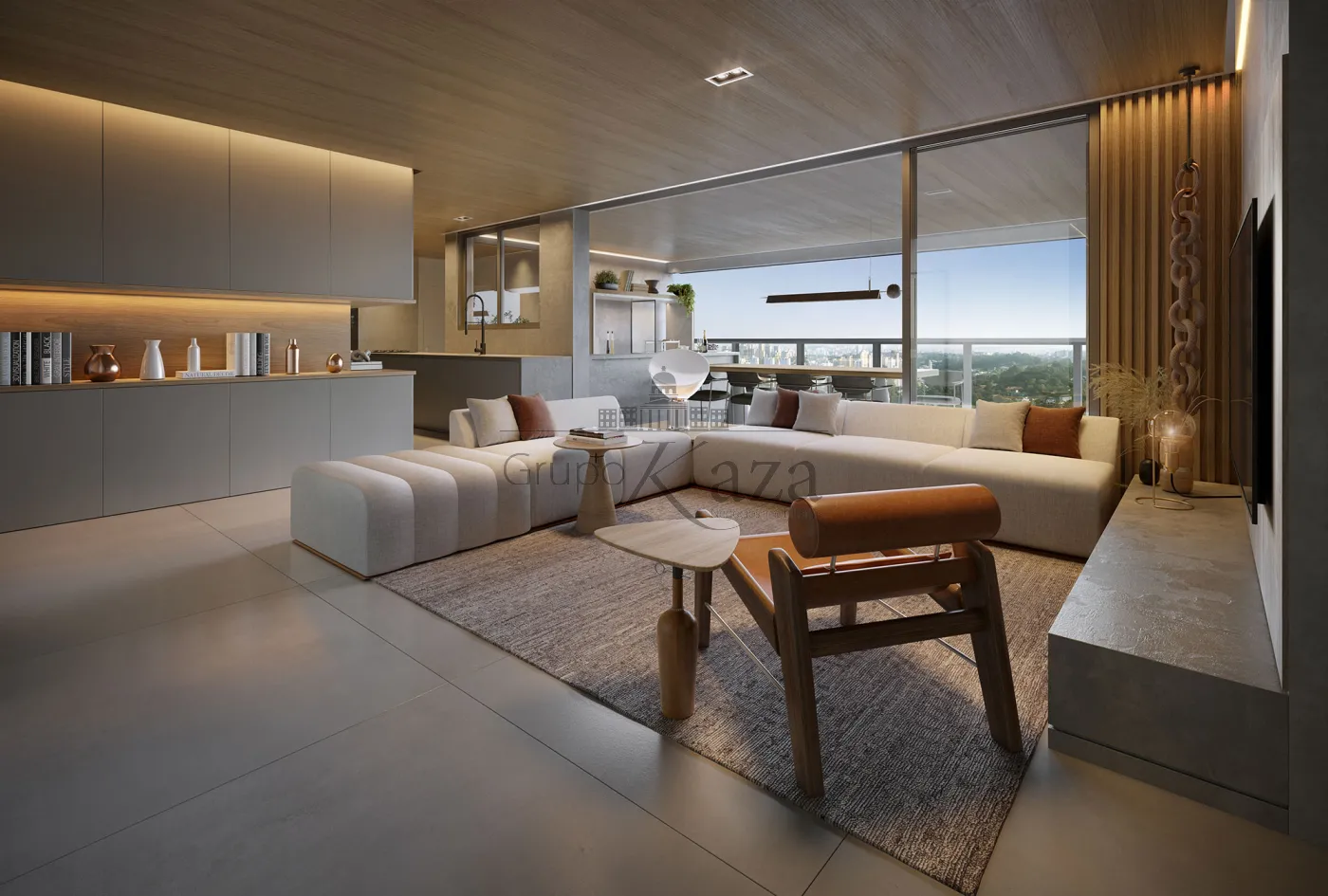 Perspectiva do living decorado de 166m2 Perspectiva do living decorado de 166m2